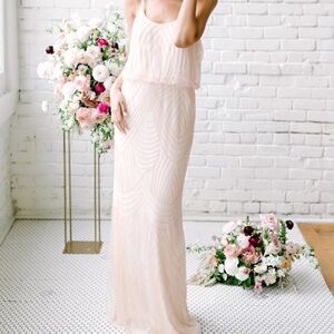 Revelry Gigi Champagne Geo Beaded Dress Sample Size Small NWT